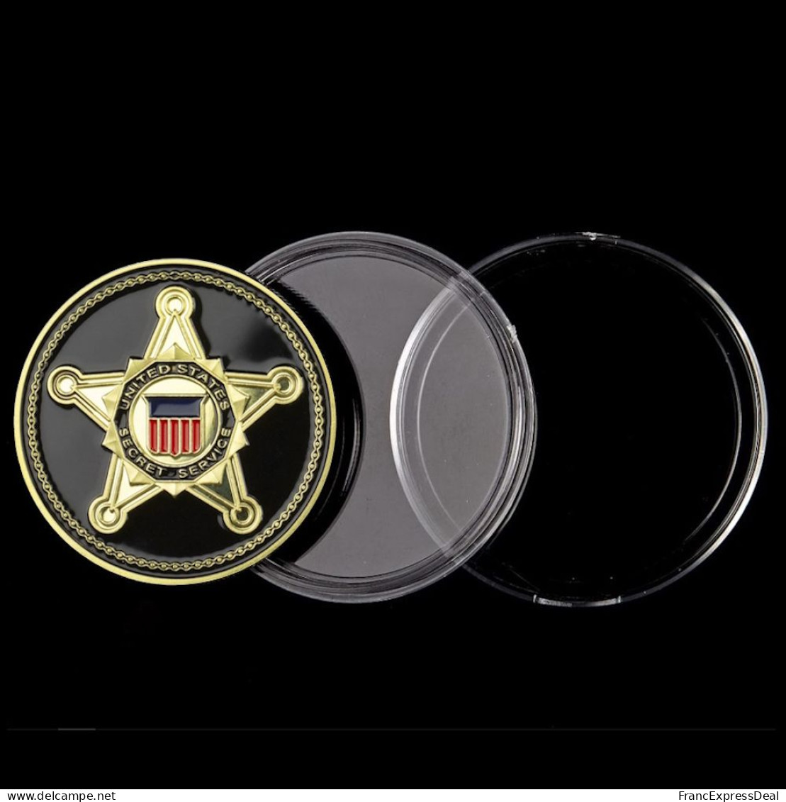 Pièce Médaille NEUVE plaquée Or - United-States Secret Service