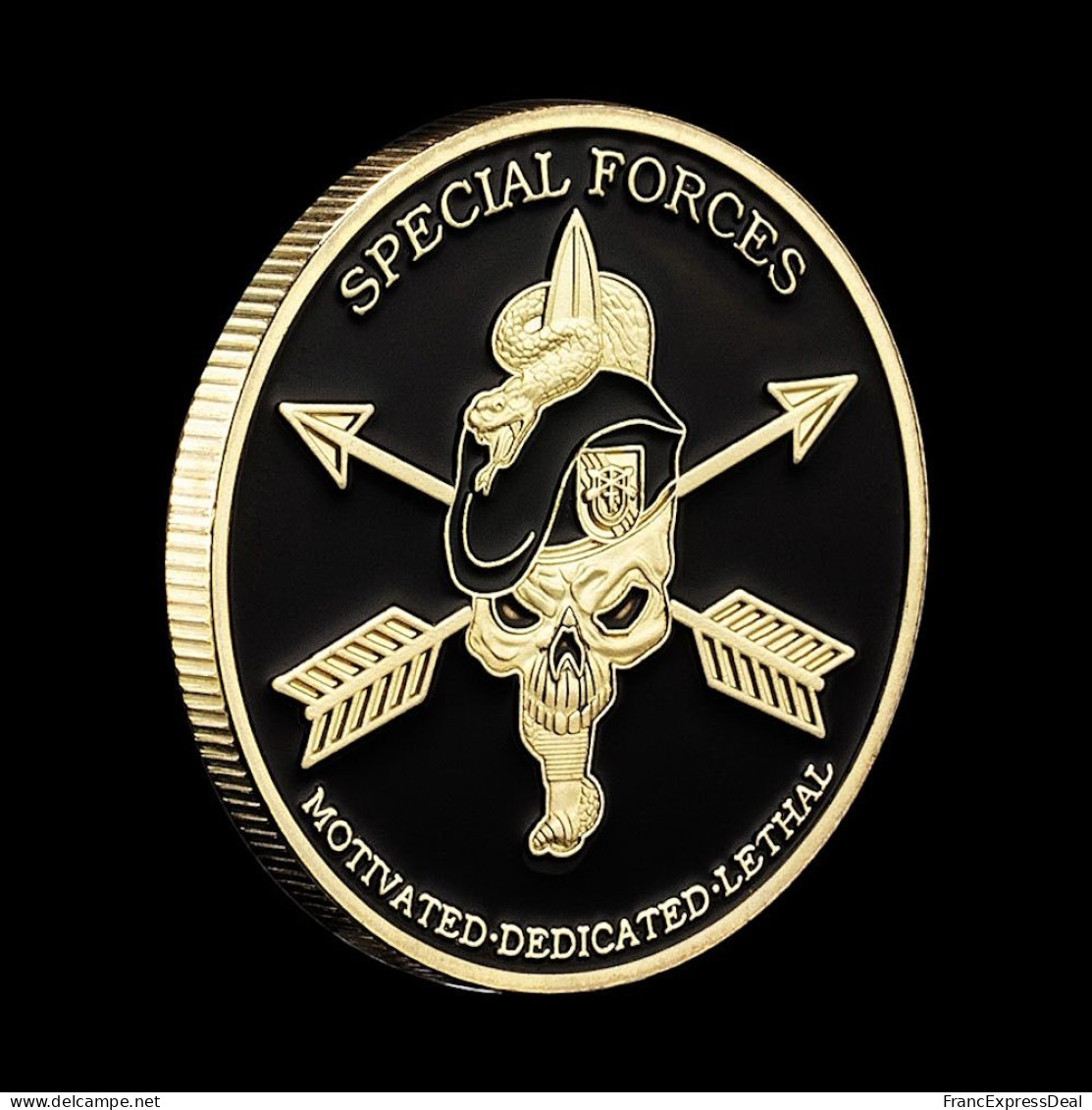 Pièce Médaille NEUVE plaquée Or - US Army Special Forces Bérets Verts