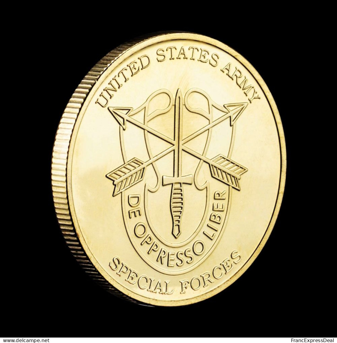 Pièce Médaille NEUVE plaquée Or - US Army Special Forces Bérets Verts