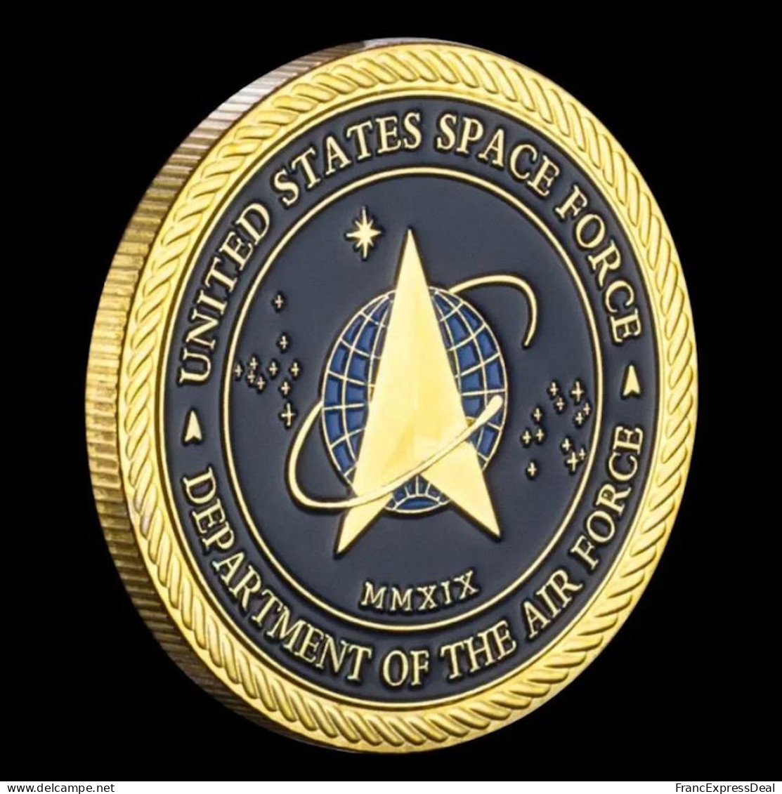 Pièce Médaille NEUVE plaquée Or - US Space Force Department of the Air Force