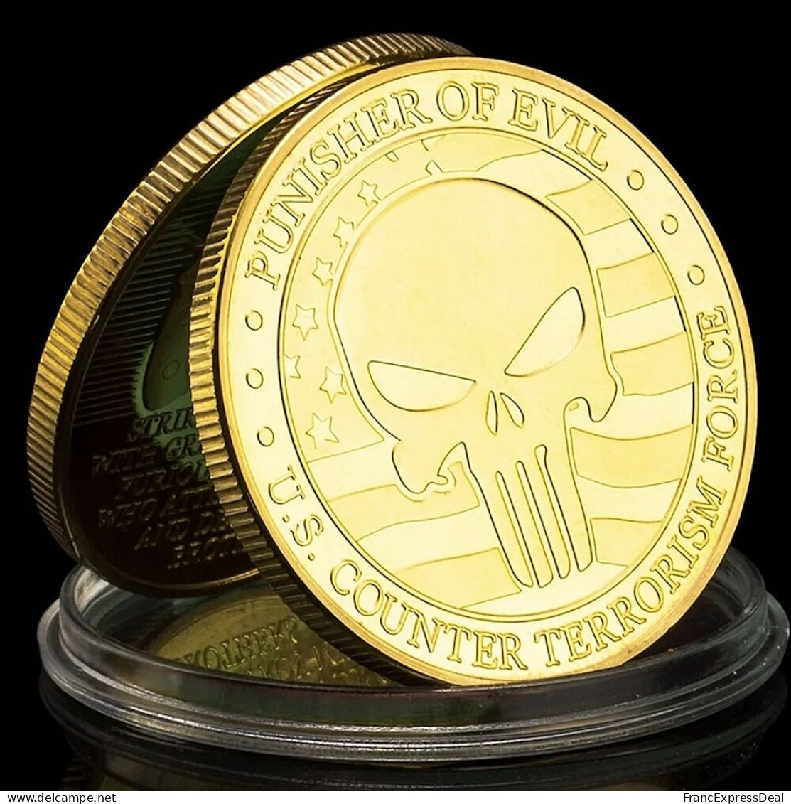 Pièce Médaille NEUVE Plaquée Or - Punisher Of Evil US Counter Terrorism Force - Autres & Non Classés