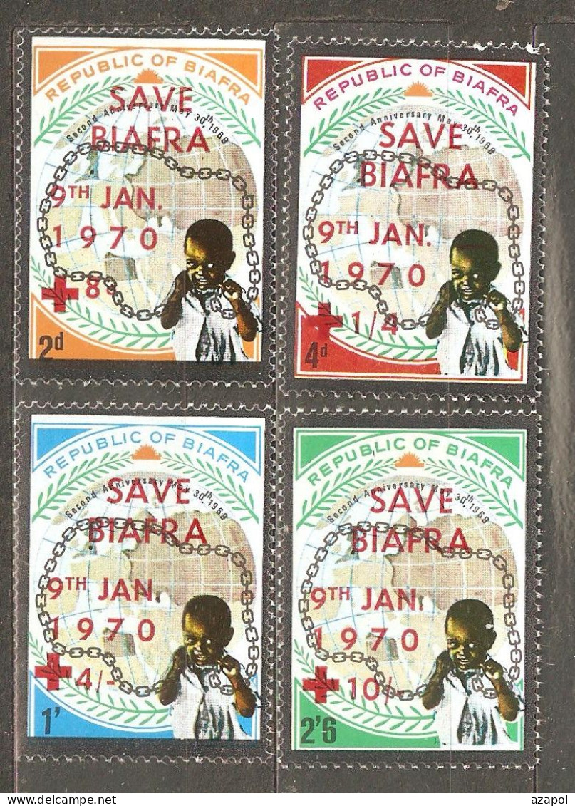 Biafra: Full Set Of 4 Mint Stamps, 2 Independance Years, 1970, Mi#50-3, MNH - Nigeria (1961-...)