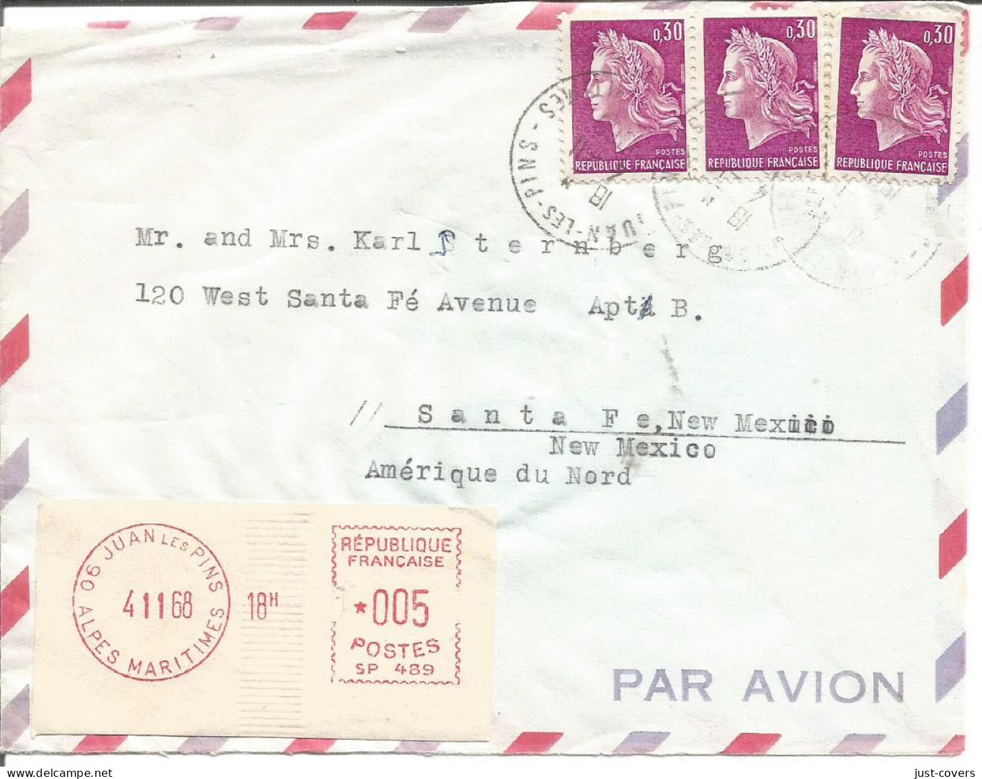 Juan Les Pins France Cover To Santa Fe New Mexico USA  1968...................................box10 - Briefe U. Dokumente