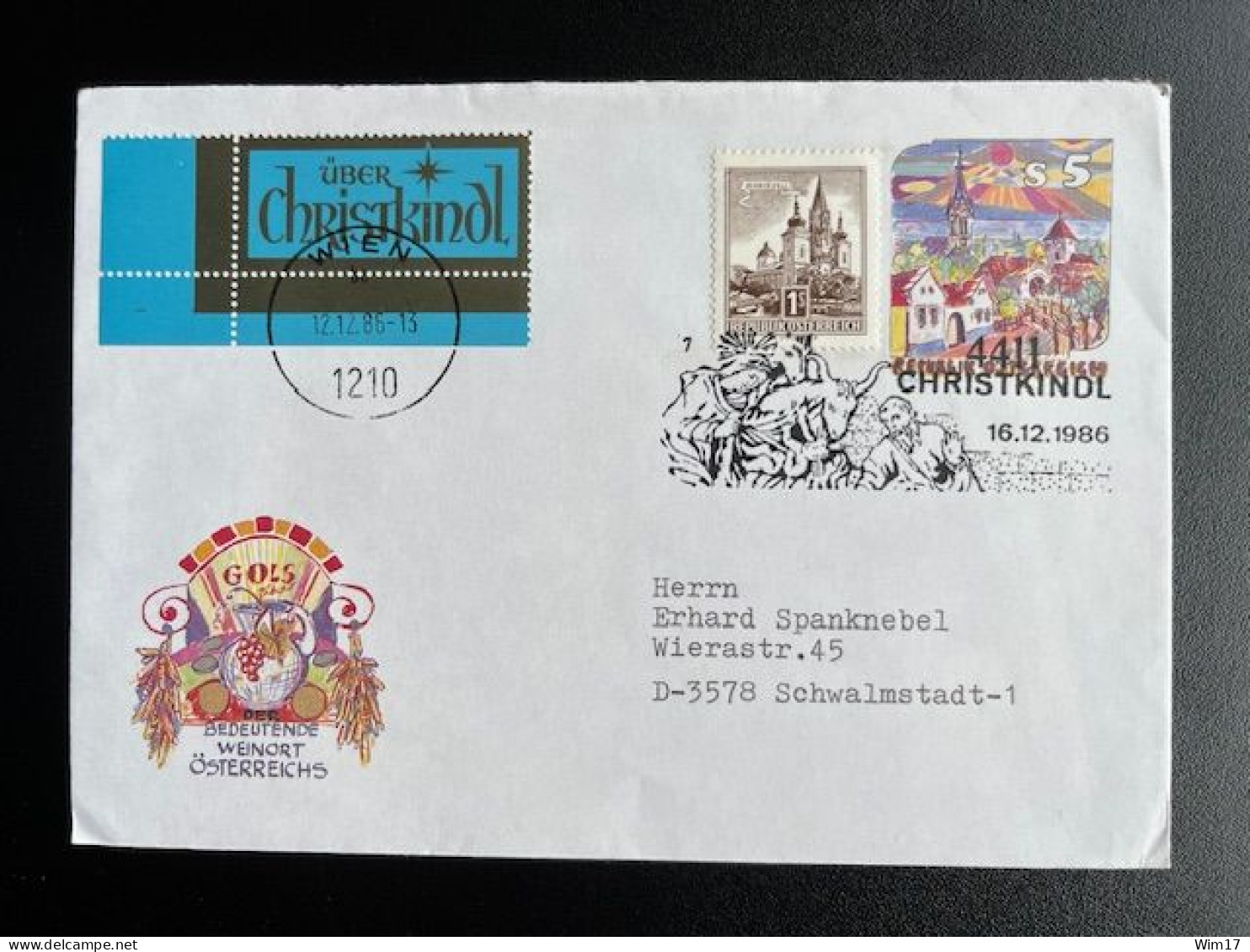 AUSTRIA 1986 LETTER CHRISTKINDL TO SCHWALMSTADT 16-12-1986 OOSTENRIJK OSTERREICH - Covers & Documents