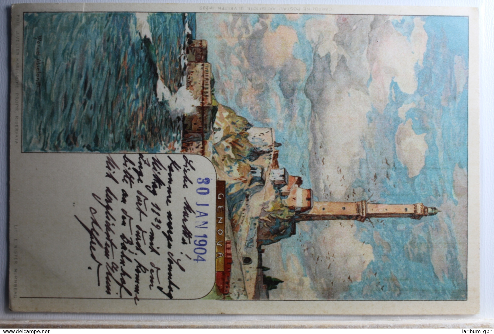 AK Genua Künstlerkarte (Manuel Wielandt) 1904 Gebraucht #PD203 - Andere & Zonder Classificatie