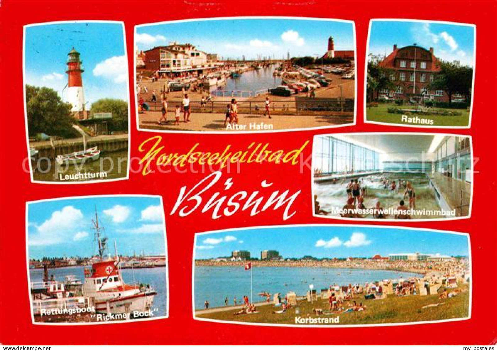 72617166 Buesum Nordseebad Leuchtturm Alter Hafen Rathaus Meerwasserwellenschwim - Buesum