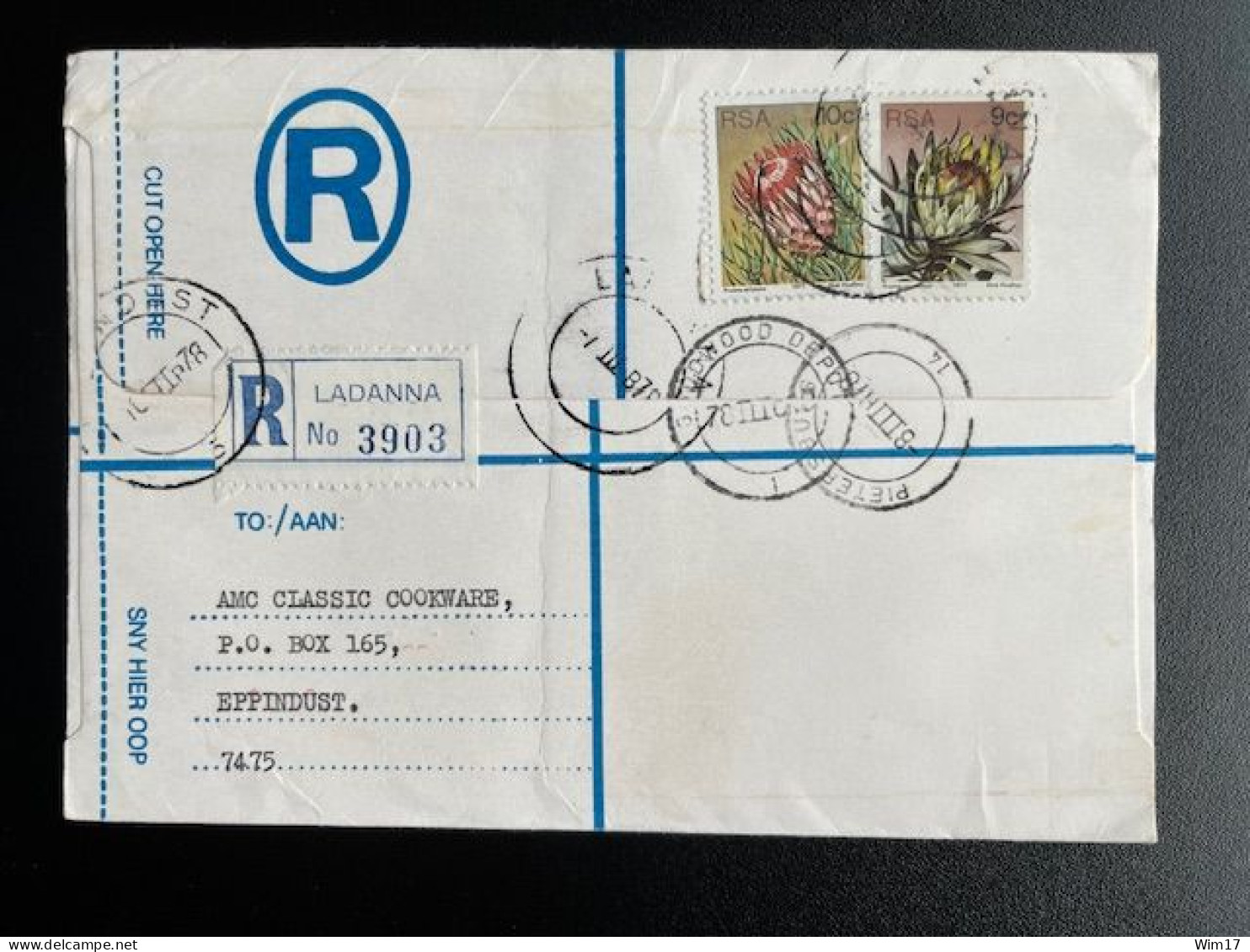 SOUTH AFRICA RSA 1978 REGISTERED LETTER LADANNA TO EPPINDUST CAPE TOWN 07-03-1978 ZUID AFRIKA - Covers & Documents