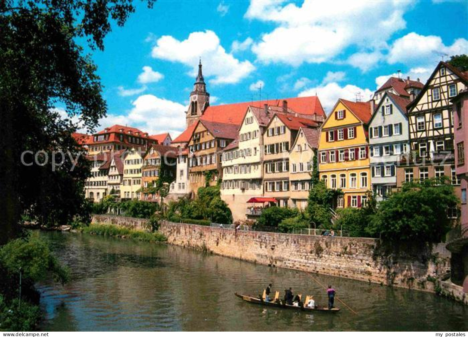 72616593 Tuebingen Neckarpartie Mit Stiftskirche Stocherkahn Tuebingen - Tuebingen