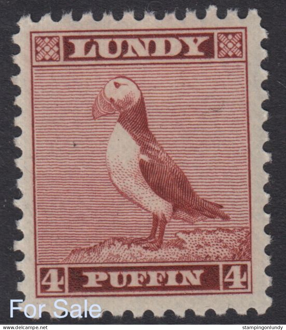 #11 Great Britain Lundy Island Puffin Stamp 1939 Standing Puffins 4p Cat #28 Mint Retirment Sale Price Slashed! - Local Issues