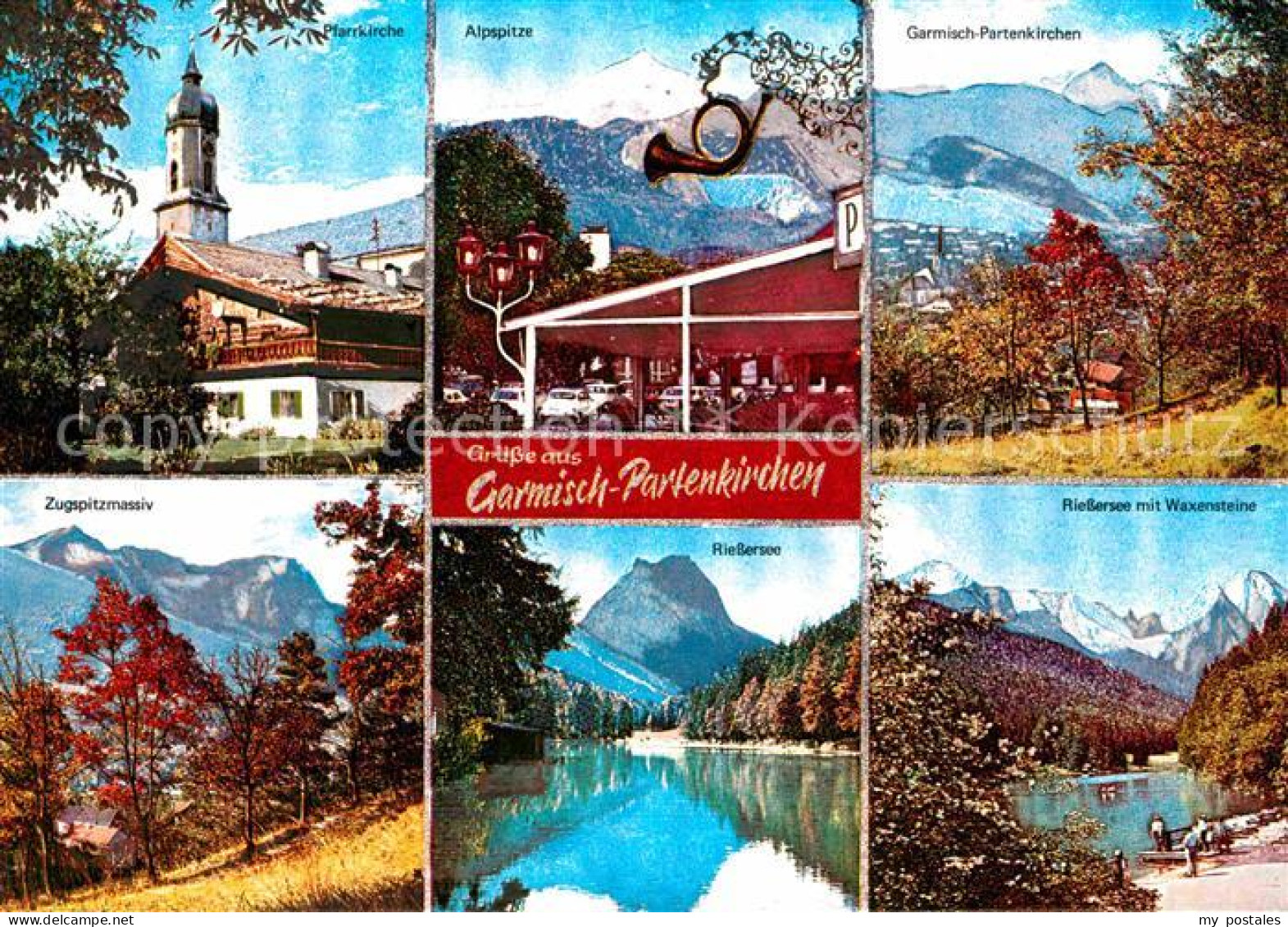 72616539 Garmisch-Partenkirchen Pfarrkirche Bauernhaus Posthorn Alpspitze Zugspi - Garmisch-Partenkirchen