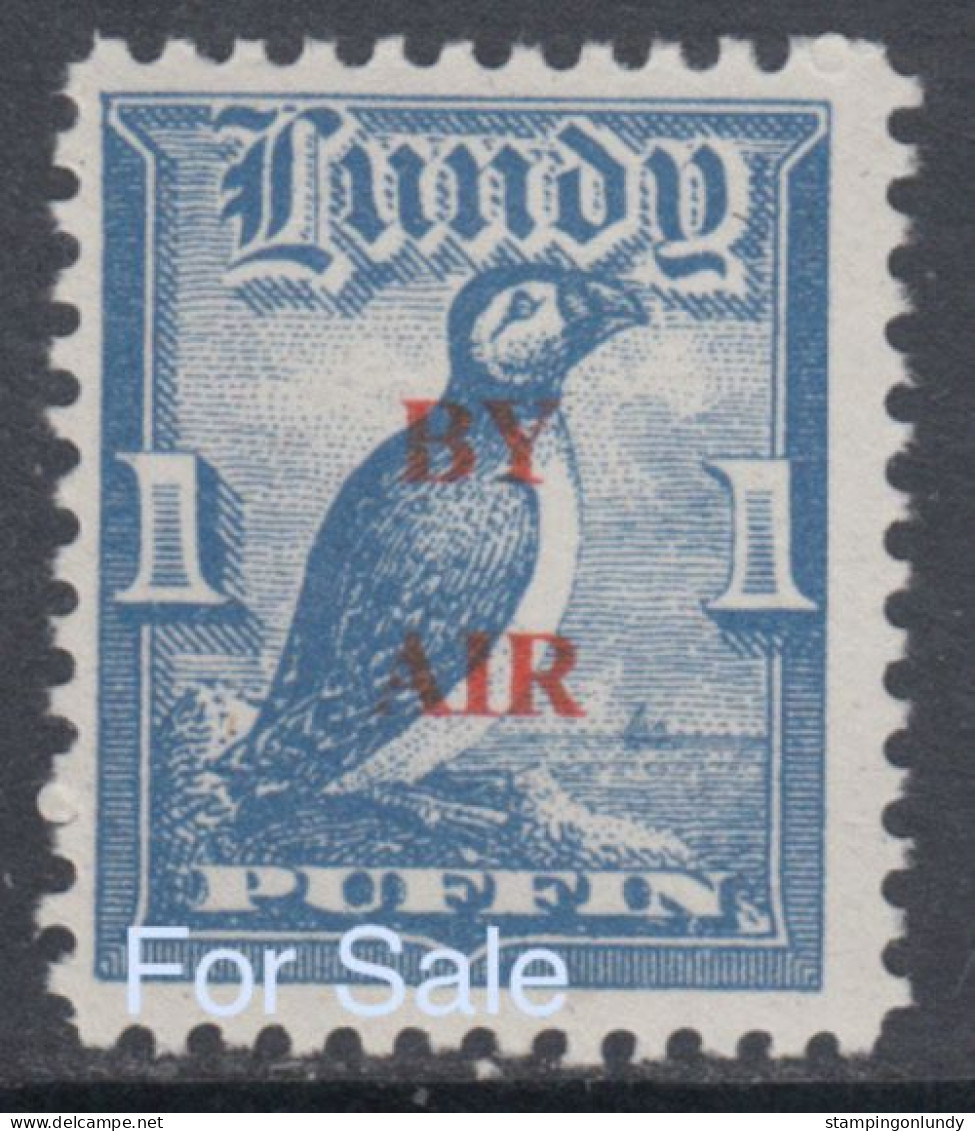 #08 Great Britain Lundy Island Puffin Stamp 1951-53 By Air Red Overprint 1 Puffin Cat #70B Retirment Sale Price Slashed! - Ortsausgaben