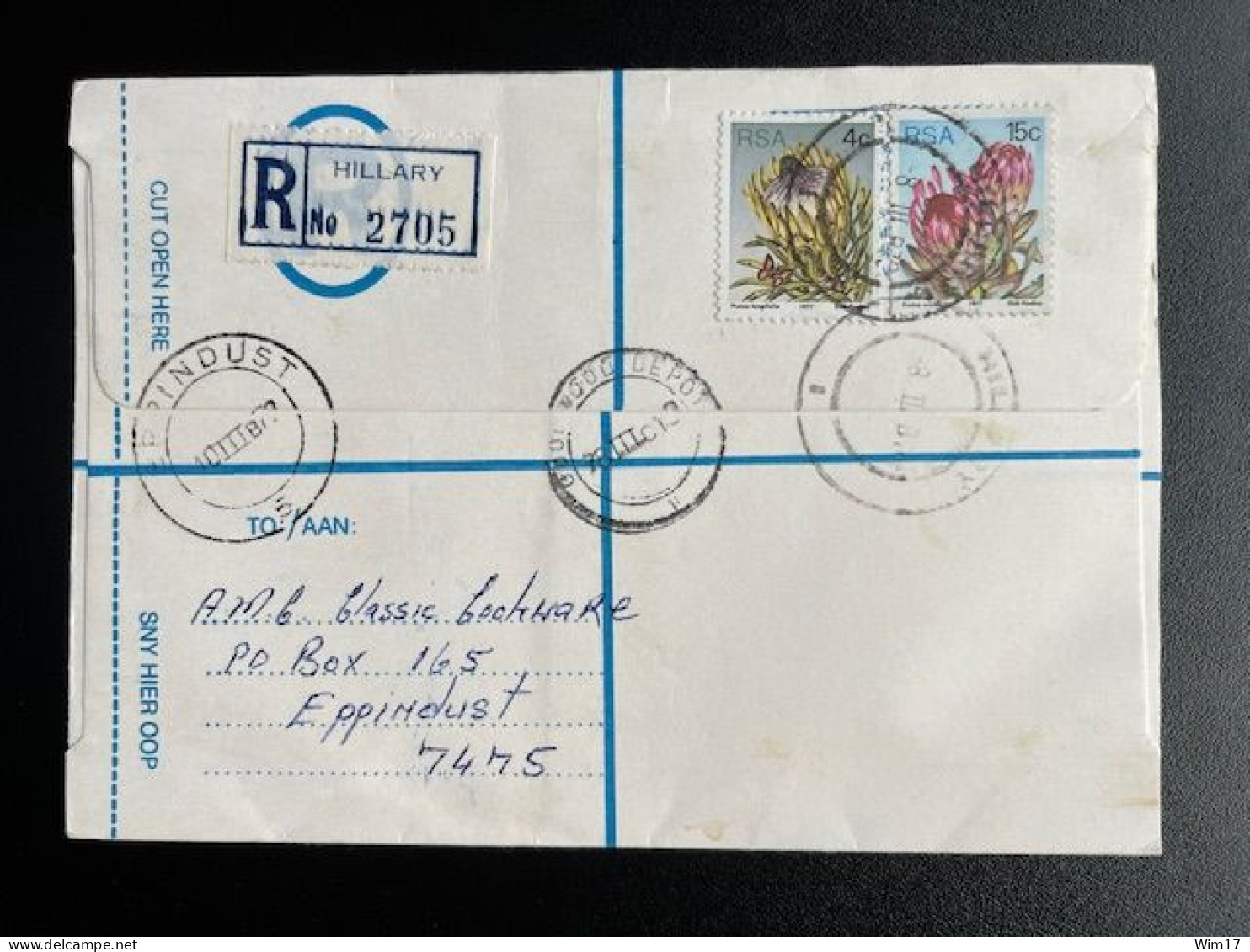 SOUTH AFRICA RSA 1978 REGISTERED LETTER HILLARY TO EPPINDUST CAPE TOWN 08-03-1978 ZUID AFRIKA - Storia Postale