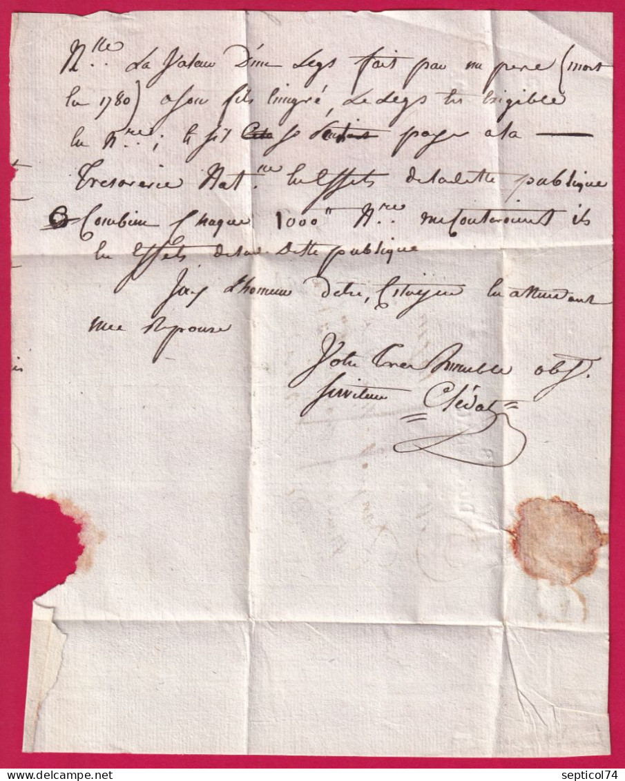 MARQUE 18 DONZENAC CORREZE INDICE 16 POUR PARIS VERS 1792 LETTRE - 1801-1848: Précurseurs XIX