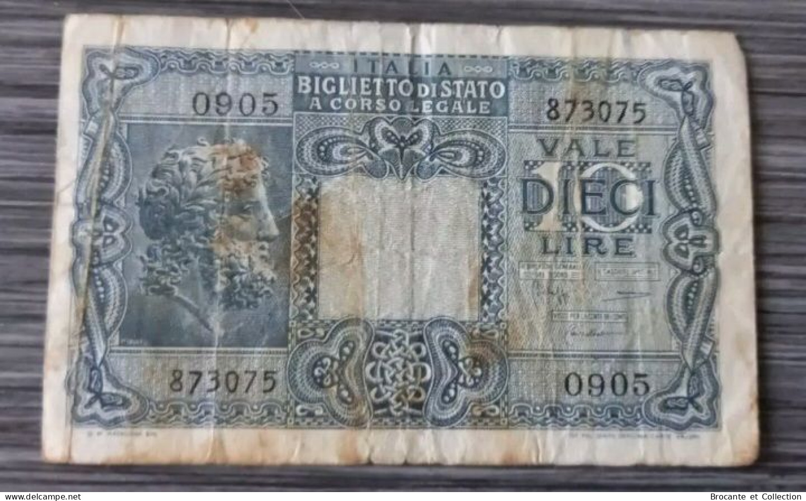 Billet 10 Lire Italie 1944 - Italia – 10 Lire