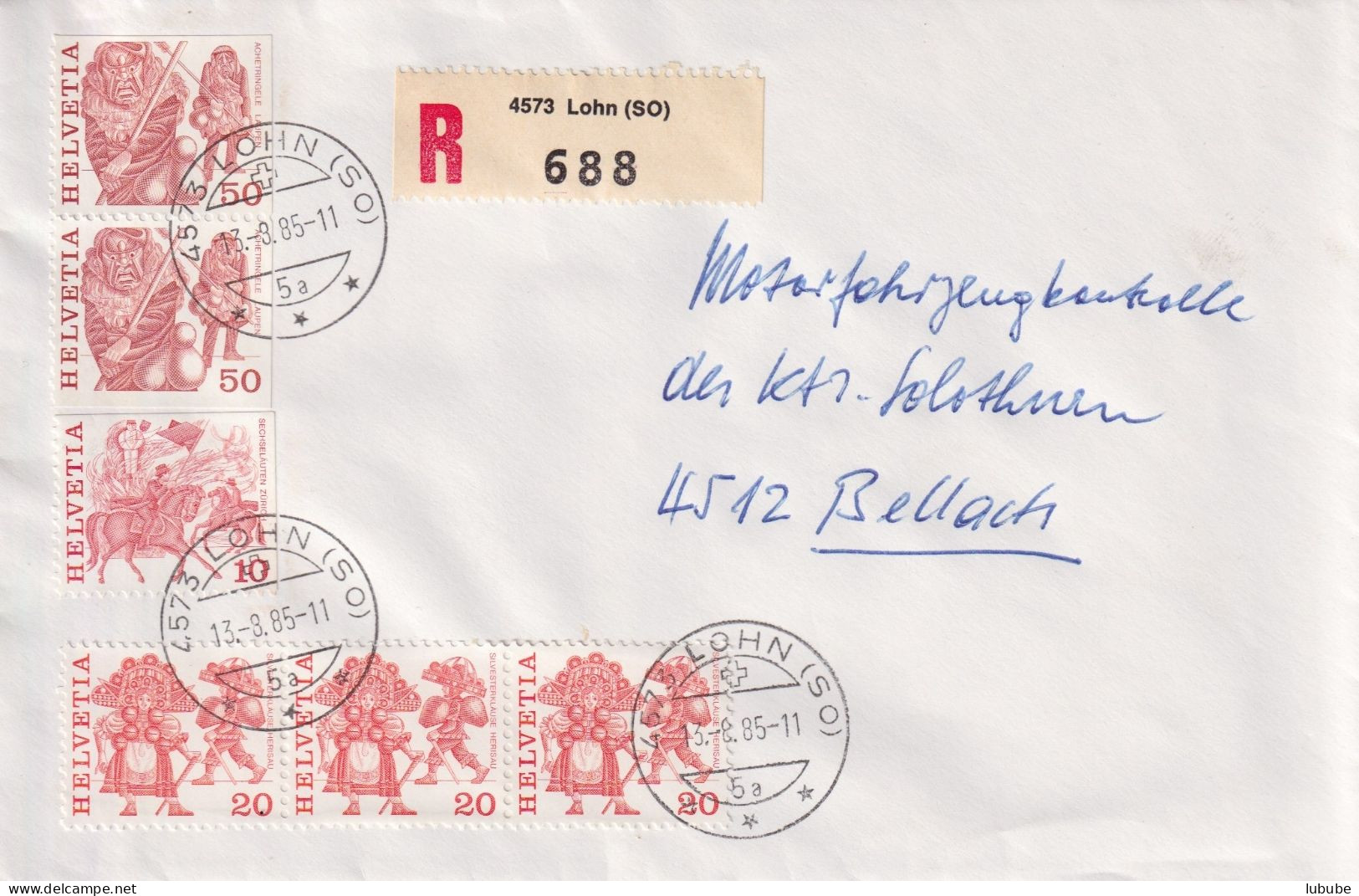 R Brief  Lohn SO - Bellach  (Markenheftchen Frankatur)        1985 - Briefe U. Dokumente