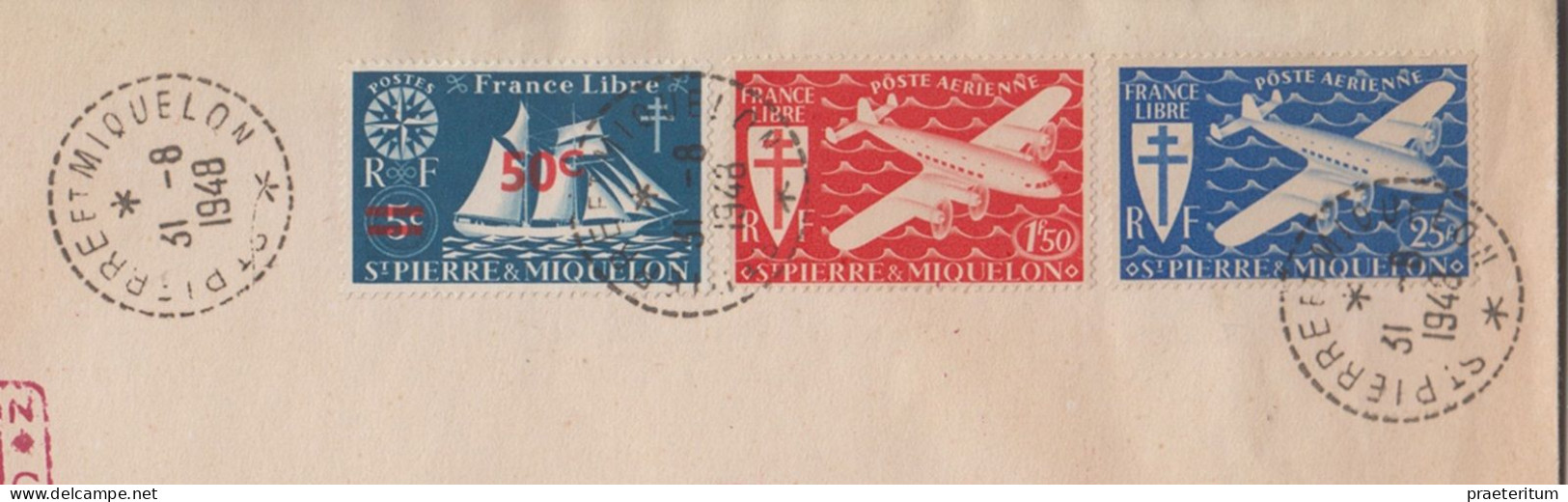 Saint-Pierre-et-Miquelon - Lettre Recommandée - 31 Aout 1948 - Première Liaison Vers Paris - Brieven En Documenten