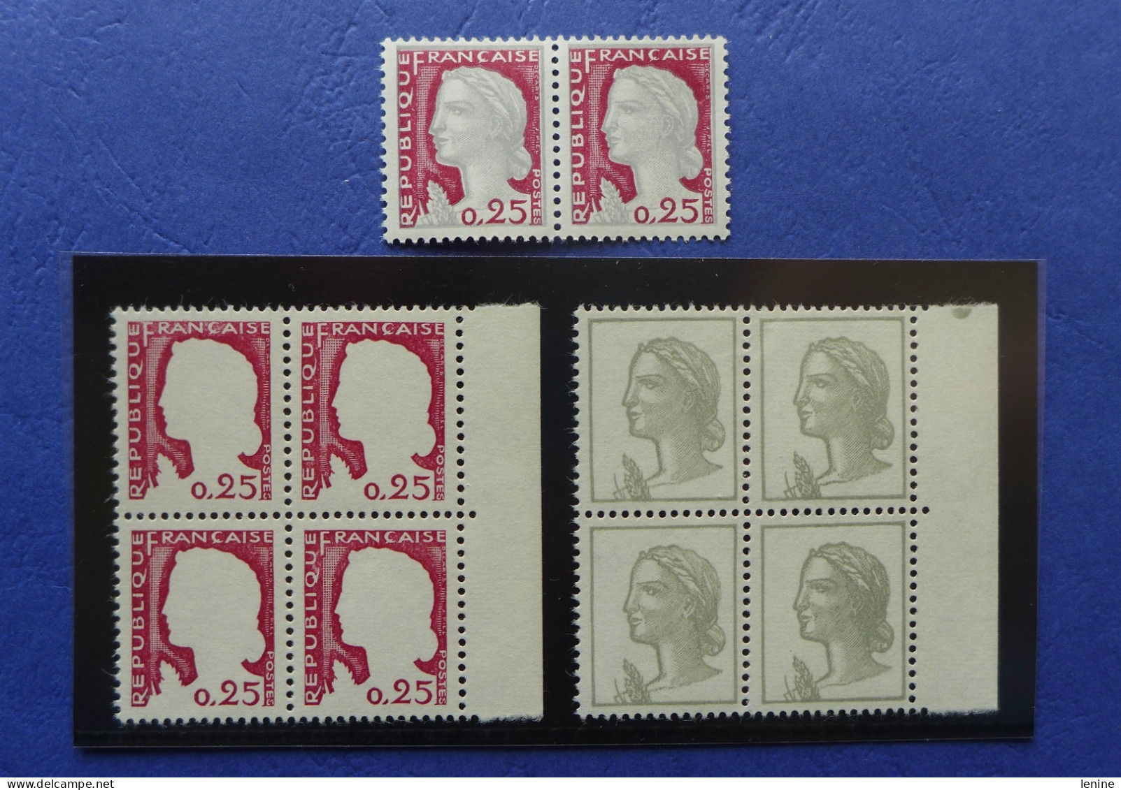 SUPERBE VARIÉTÉ MARIANNE DECARIS YT 1263g** ET 1263h** GRIS ET ROUGE OMIS 2 BLOCS DE 4 BDF LUXE - Unused Stamps