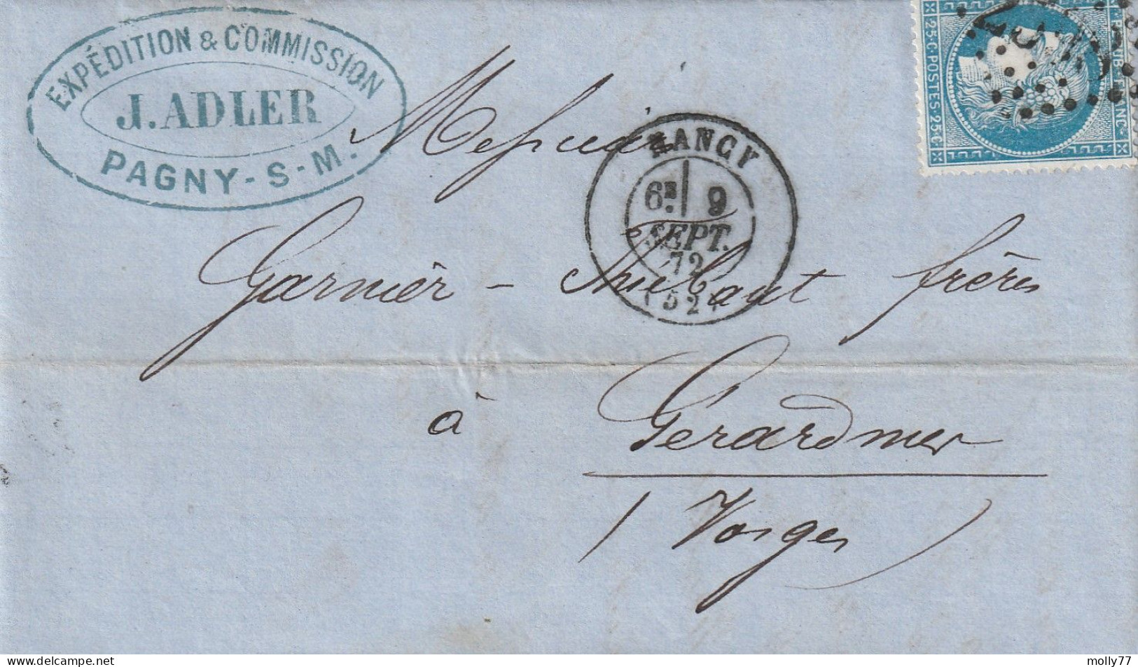 Lettre De Nancy à Gérardmer LAC - 1849-1876: Période Classique