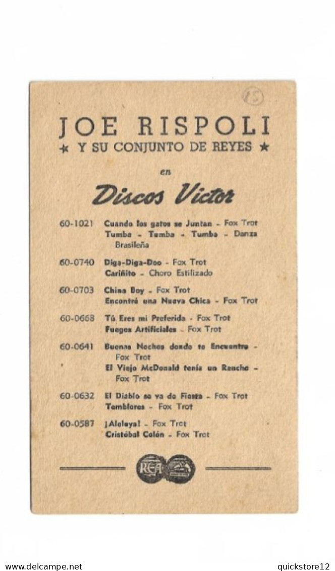 Joe Rispoli Y Su Conjunto De Reyes - Discos Victor - 7510 - Publicité