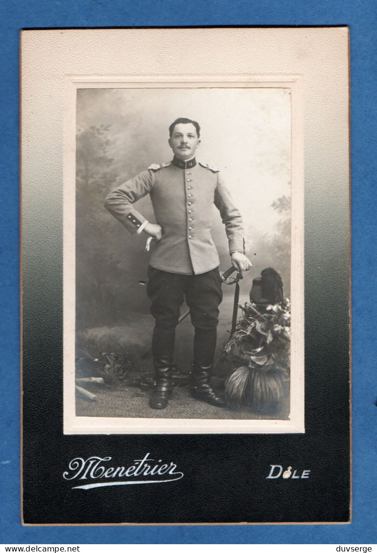 Photo Militaire Photographie Menétrier Dole Jura   Soldat Du 14eme Regiment  De Dragons  ( Format 11cm X 16,5cm ) - War, Military