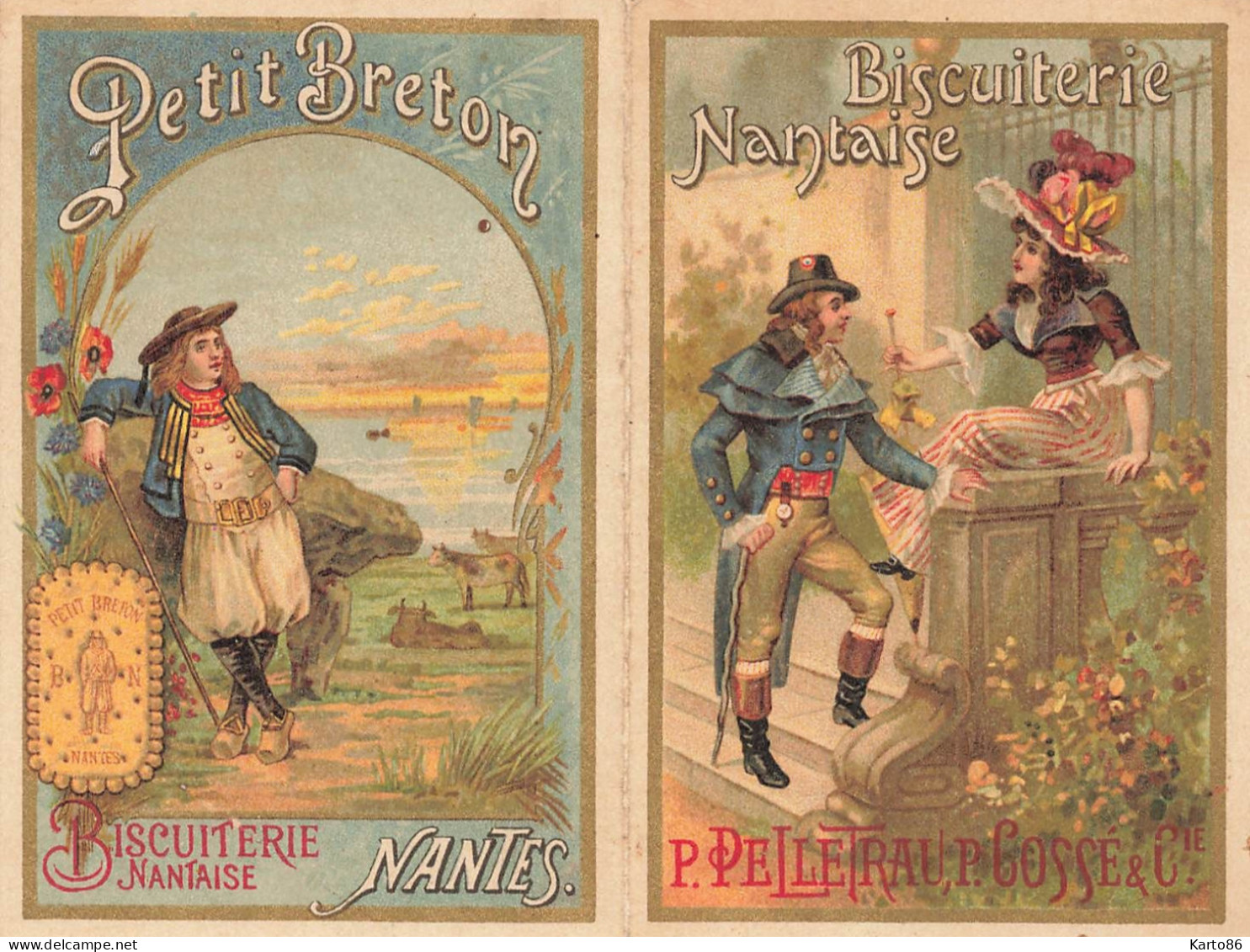 Petit Calendrier 1899 Publicitaire Illustré Biscuiterie Nantaise PELLETRAU COSSE Biscuit Petit Breton Nantes * Calendar - Petit Format : ...-1900