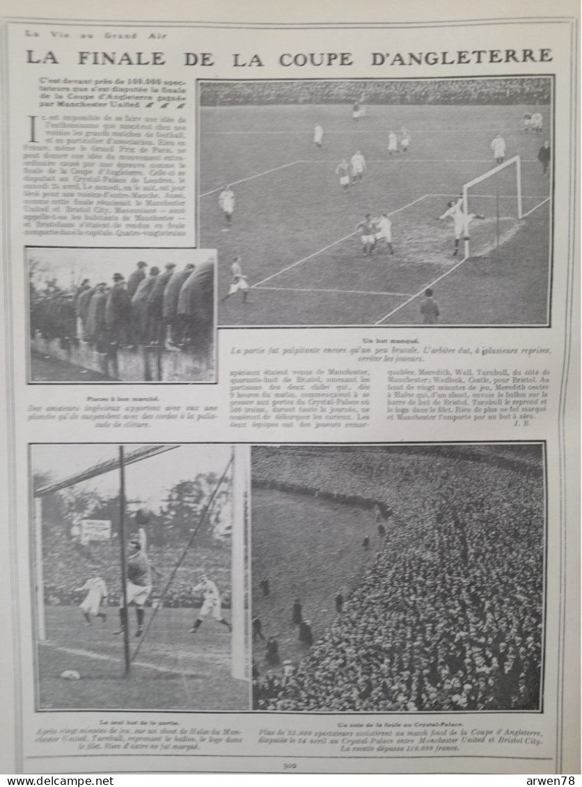 LA VIE AU GRAND AIR N° 555 /1909 19eme BORDEAUX PARIS LA FINALE DE LA COUPE D'ANGLETERRE DE FOOTBALL MANCHESTER  BRISTOL - 1900 - 1949