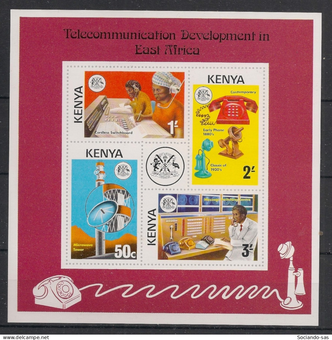 KENYA - 1976 - Bloc-feuillet BF N°YT. 1 - Téléphone - Neuf Luxe ** / MNH / Postfrisch - Kenya (1963-...)