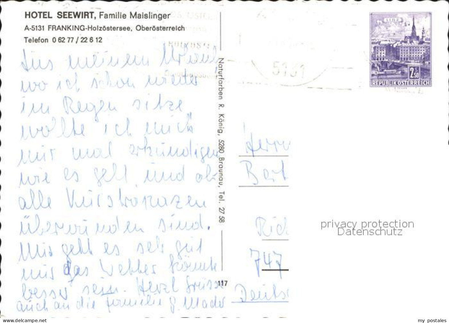 72614601 Franking Oberoesterreich Hotel Seewirt Franking - Other & Unclassified