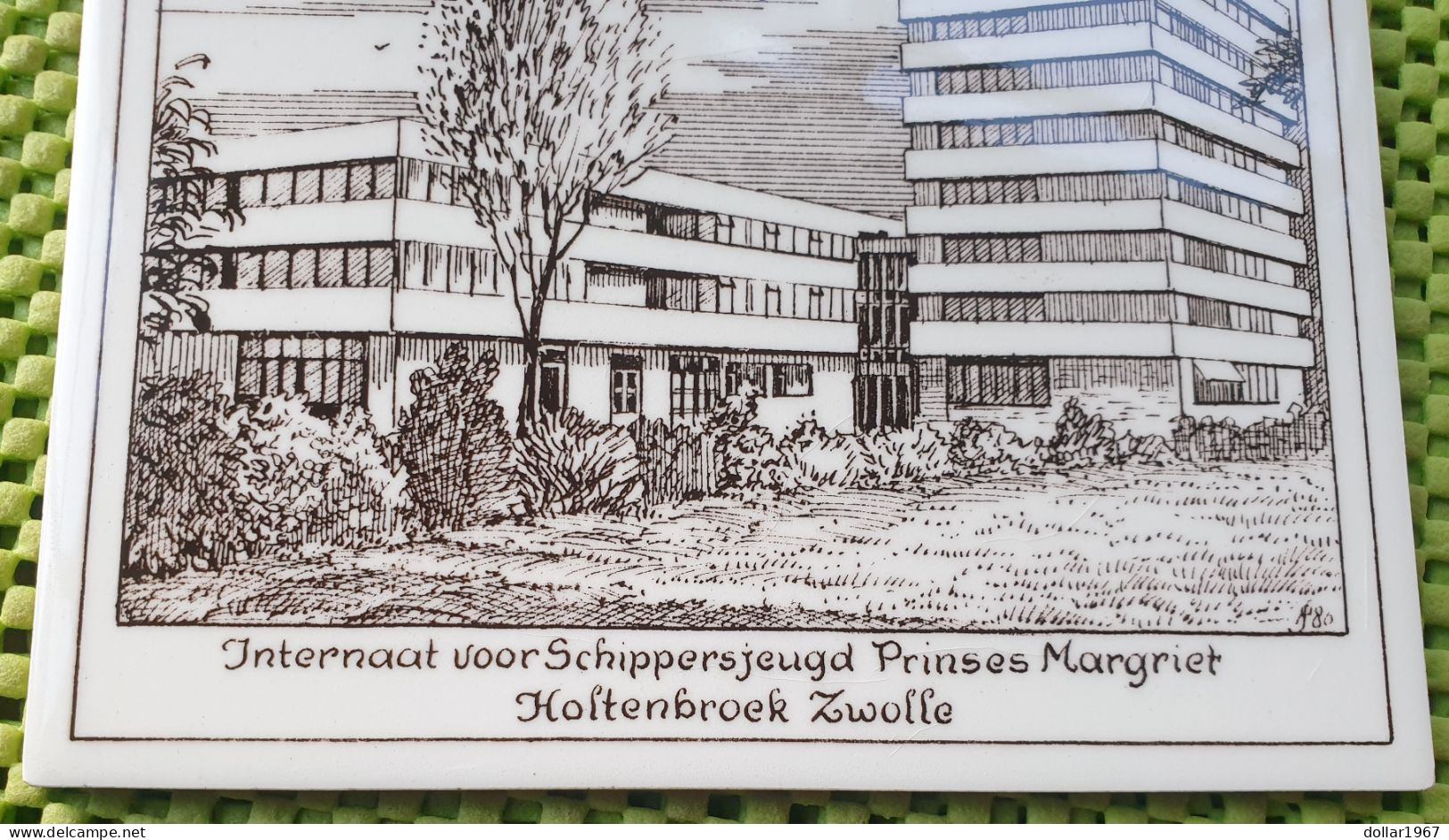 Tegeltje : Prinses Margriet ,schippersjeugd Internaat Zwolle -  Original Foto  !!  Medallion  Dutch . - Autres & Non Classés