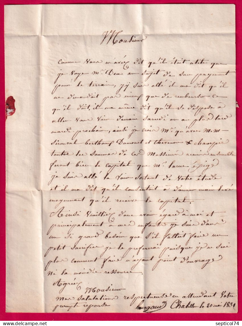 DOUBLE CURSIVE 60 CHATILLON MONTROUGE POUR PARIS INDICE 15 1831 LETTRE - 1801-1848: Precursors XIX