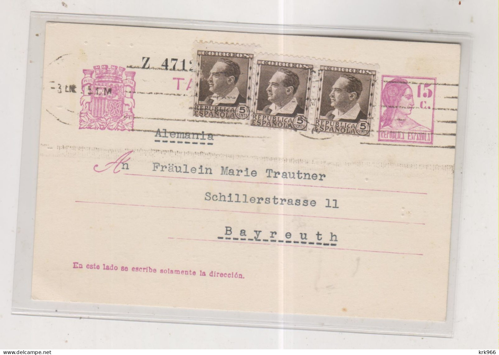 SPAIN BARCELONA 1935 Nice Postal Stationery To Germany - Covers & Documents