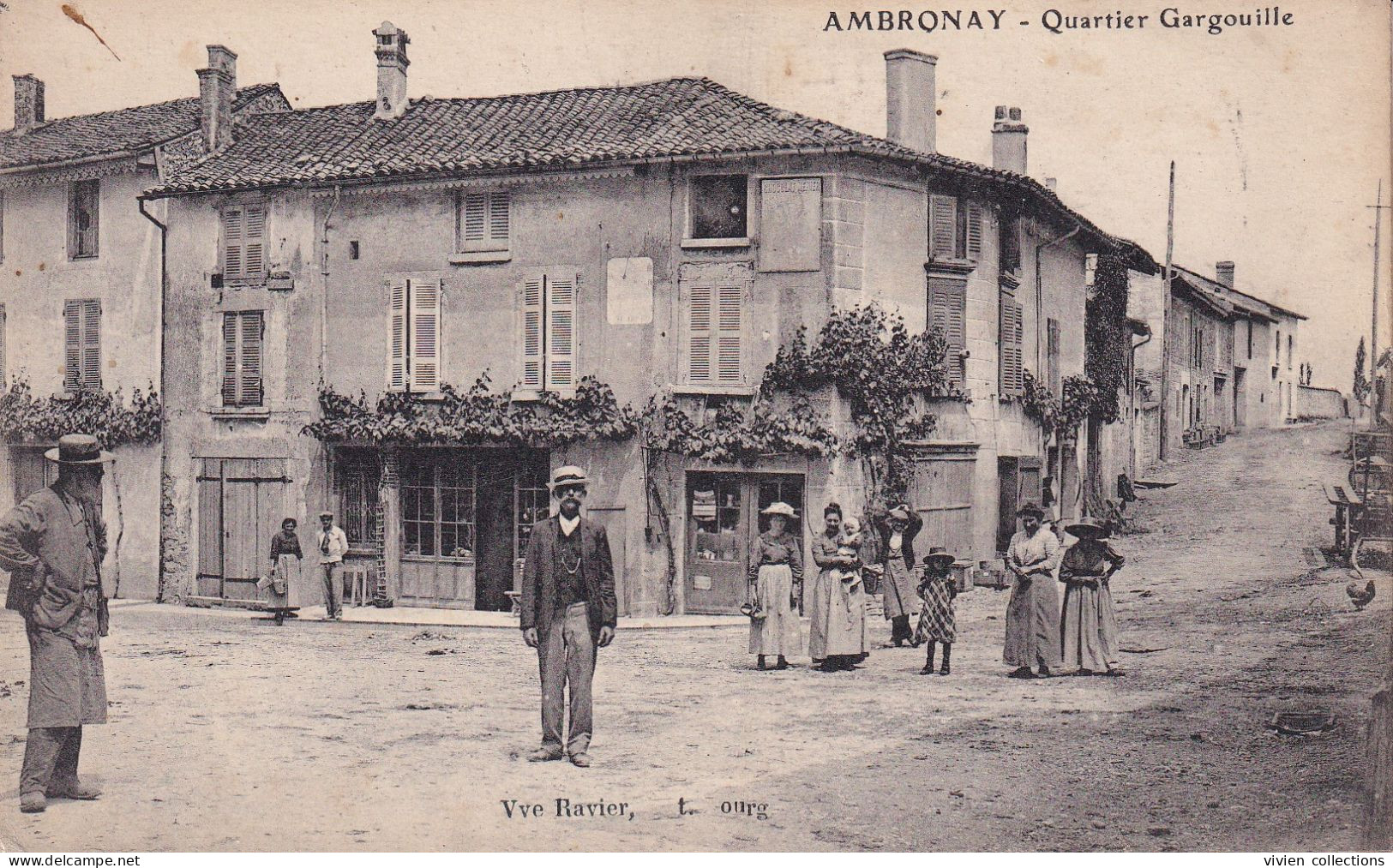 Ambronay (01 Ain) Quartier Gargouille - L'épicerie Et Son Cadran Solaire - Carte Animée - édit. Vve Ravier - Non Classés