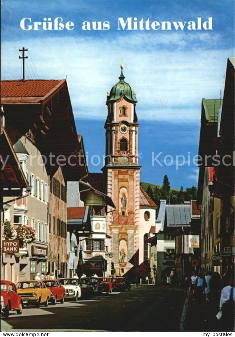 72614482 Mittenwald Bayern Haeuser Mit Freskomalereien Pfarrkirche St Peter Und  - Mittenwald