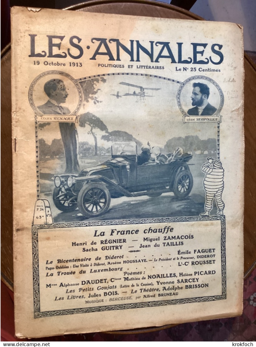 Les Annales 1913 - Michelin Renault Sacha Guitry - Golf Pelote Basque Lamartine - 1900 - 1949