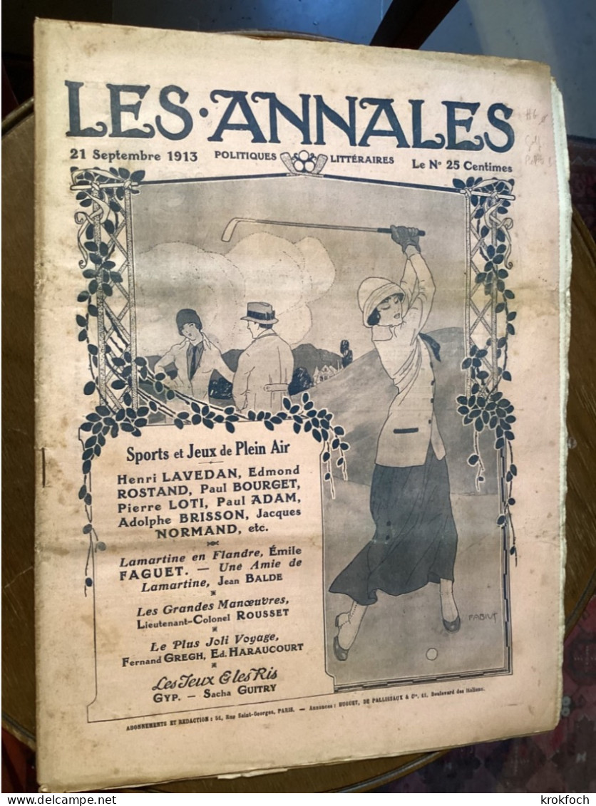 Les Annales 1913 - Michelin Renault Sacha Guitry - Golf Pelote Basque Lamartine - 1900 - 1949