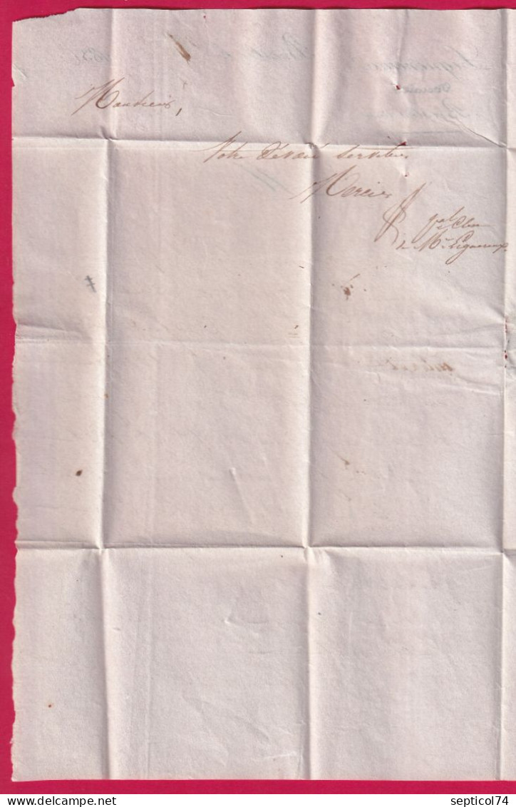 CURSIVE 58 BRESLE OISE + PP ROUGE CAD TYPE 13 BEAUVAIS POUR LANDERNAU FINISTERE LETTRE - 1801-1848: Précurseurs XIX