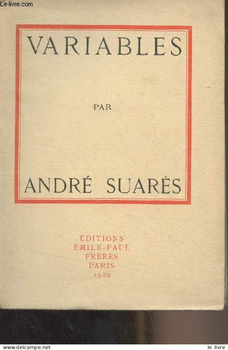 Variables - Suarès André - 1929 - Non Classés