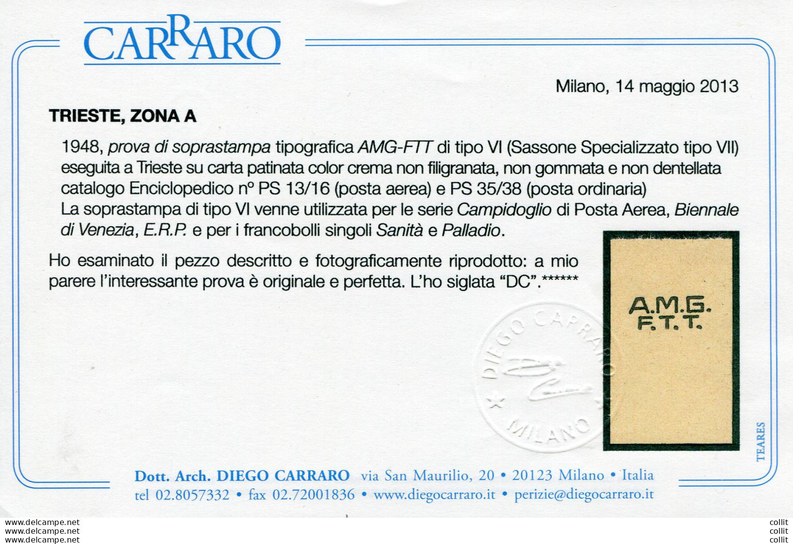 Prova Di Soprastampa Eseguita A Trieste Su Carta Patinata - Mint/hinged