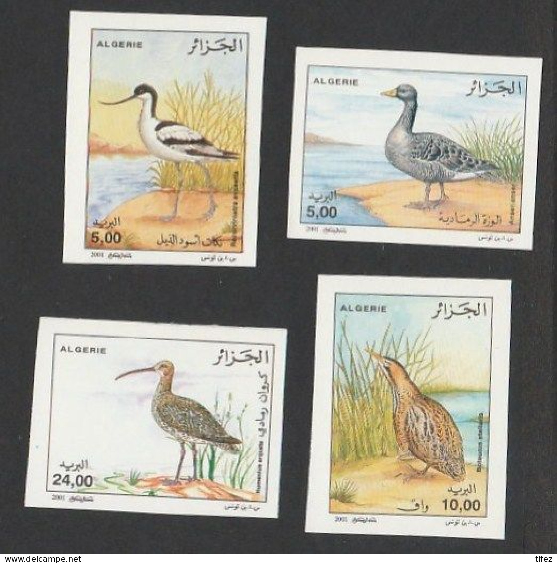 Non-dentelé/Année 2001-N°1269/1272 Neufs**MNH/imperf. : Faune : OISEAUX D’ EAU - Série Complète (1) - Algeria (1962-...)