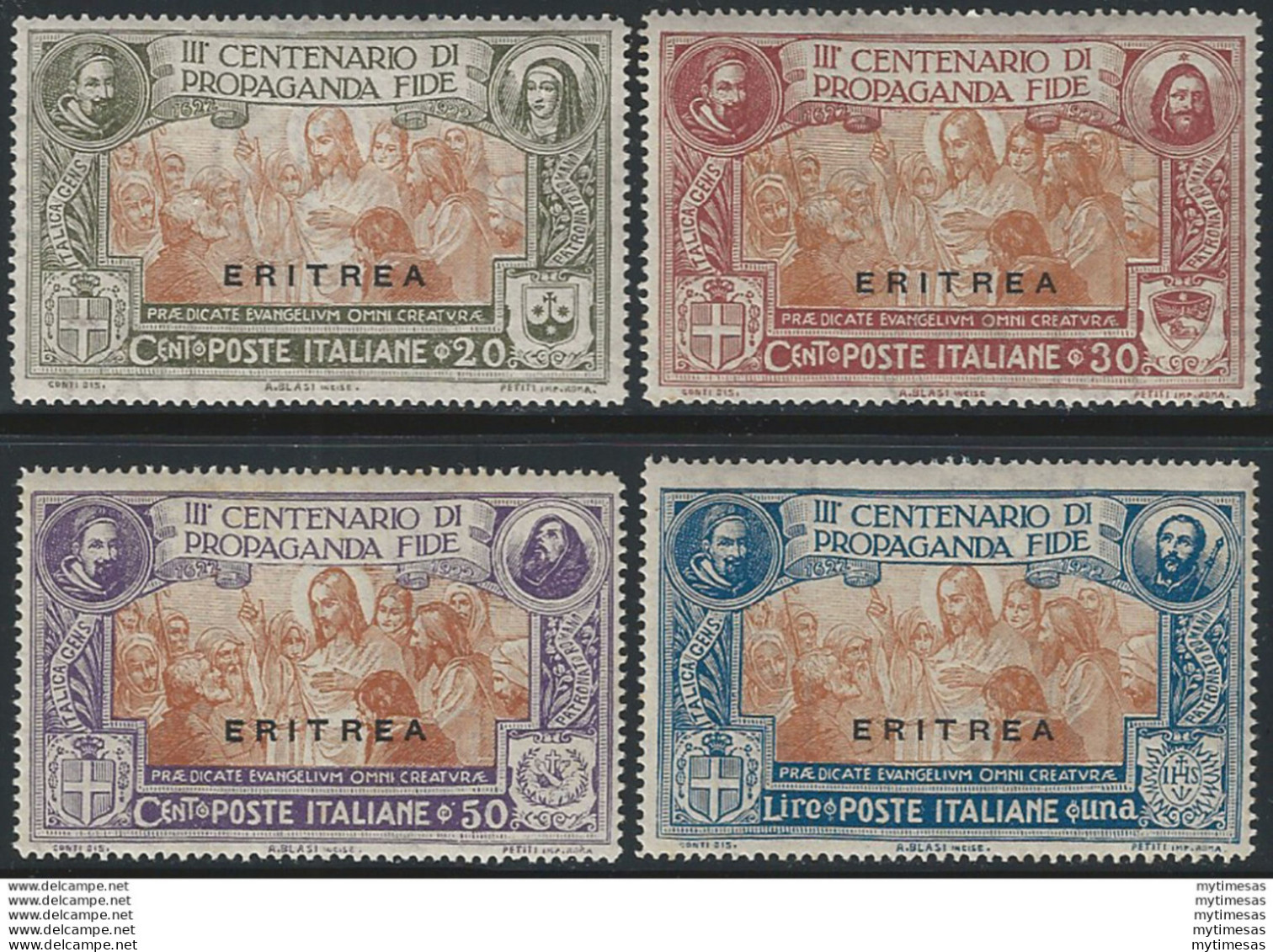 1923 Eritrea Propaganda Fide 4v. MNH Sassone N. 61/64 - Andere & Zonder Classificatie