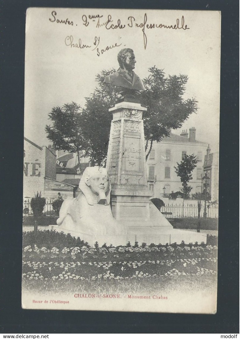 CPA - 71 - Chalon-sur-Saône - Monument Chabas - Précurseur - Circulée En 190? - Chalon Sur Saone