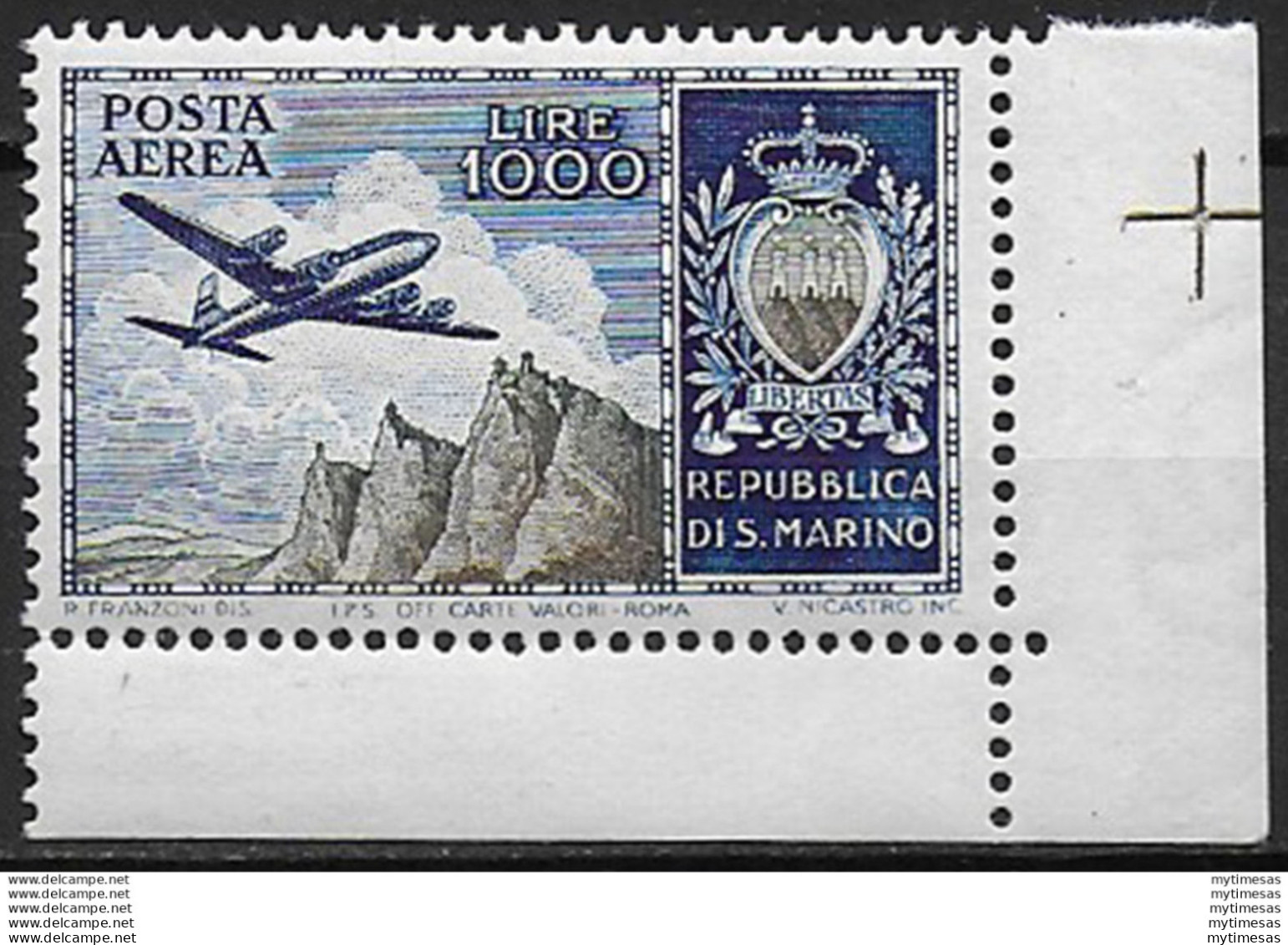 San Marino 1954 San Marino L. 1000 Aereo MNH Sass N. A 112 - Sonstige & Ohne Zuordnung