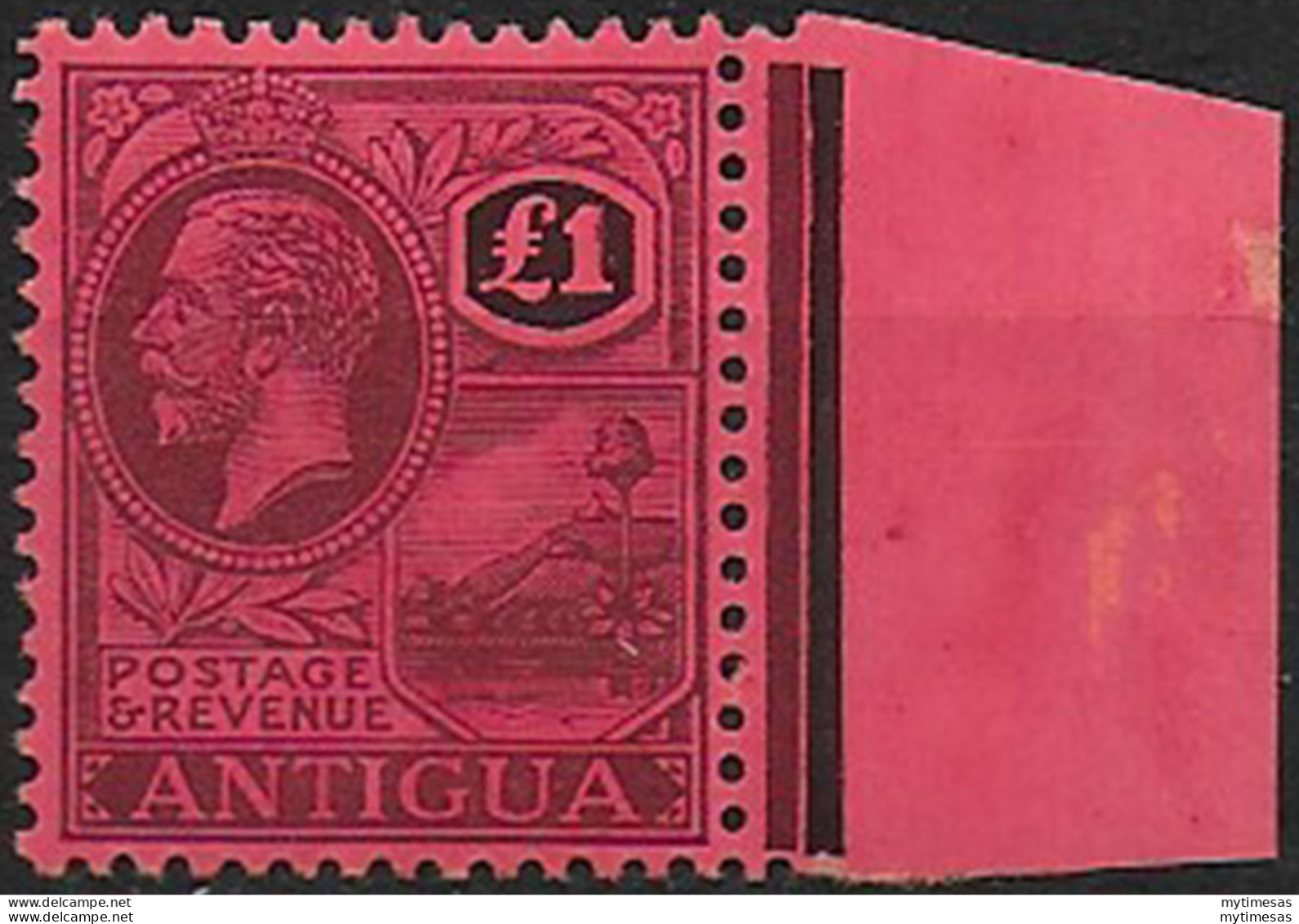 1922 Antigua George V 1£ Purple And Black-red Bf MNH SG N. 61 - Autres & Non Classés