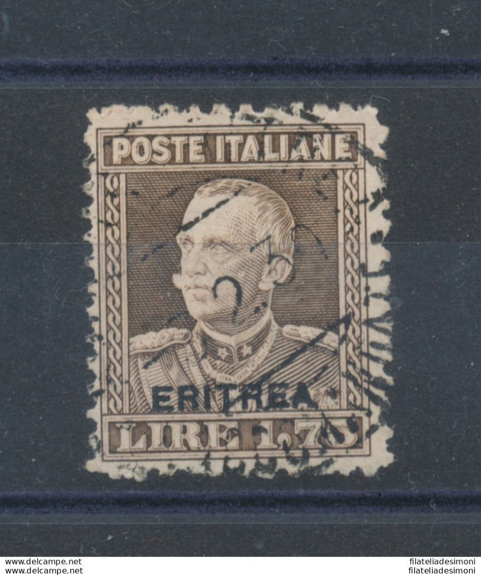 1928-29 Eritrea - 1,75 Lire Bruno, Usato - Erythrée