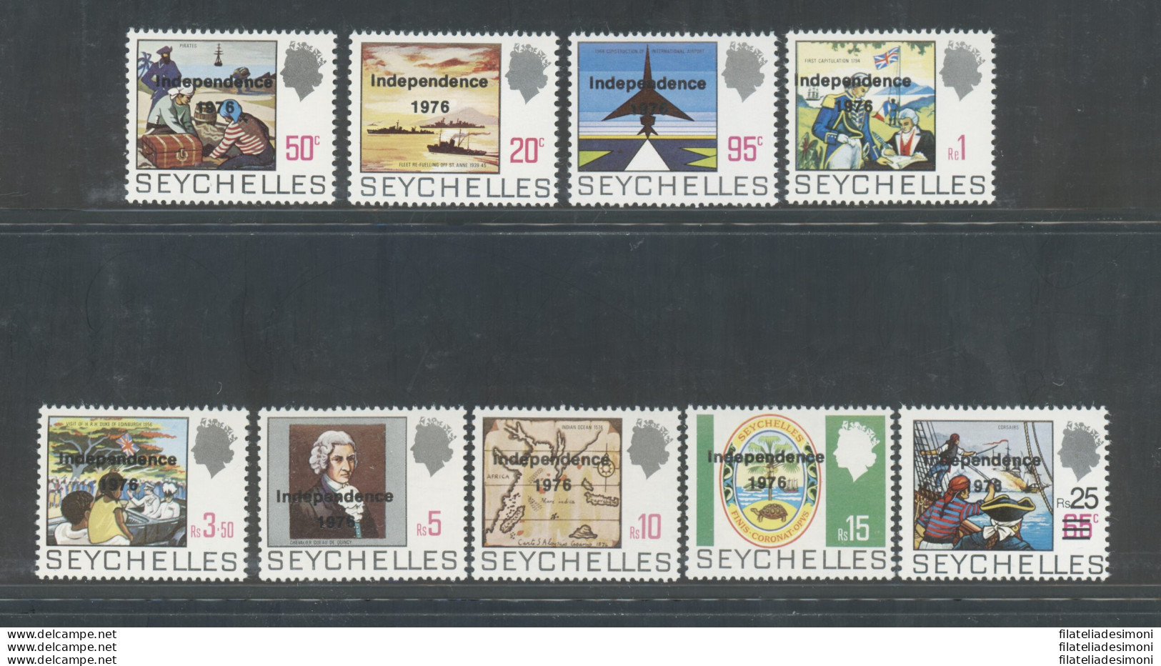 1976 Seychelles - Yvert N. 354A-354J - Indipendenza - 9 Valori - Serie Completa - MNH** - Other & Unclassified