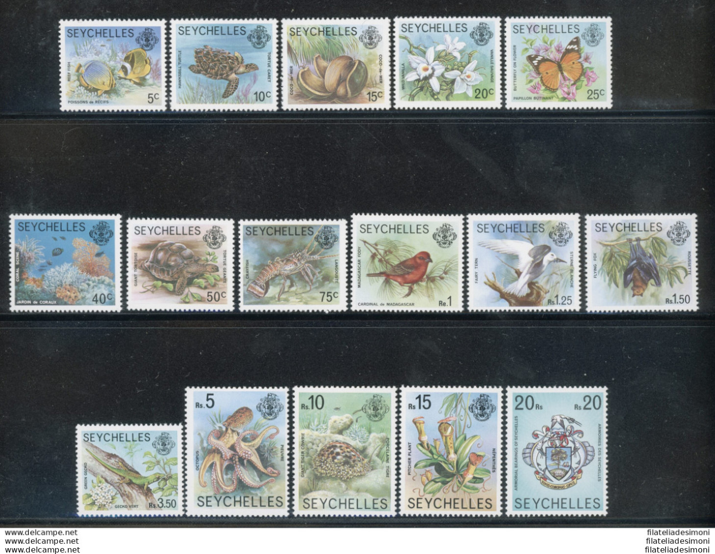 1977 Seychelles - Yvert N. 372-87 - Serie Ordinaria Flora E Fauna - 16 Valori - Serie Completa - MNH** - Autres & Non Classés