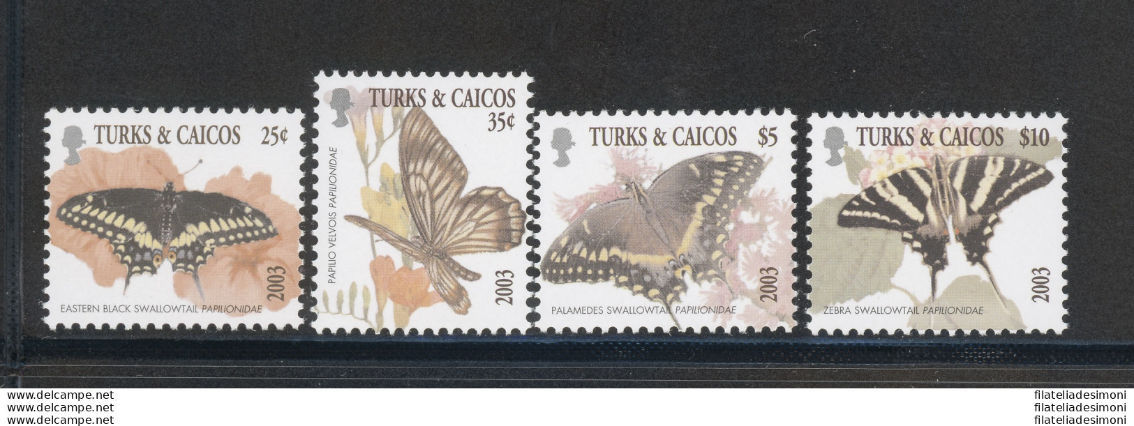 2003 TURKS AND CAICOS - Yvert N. 1607-10 - Farfalle - 4 Valori - MNH** - Papillons