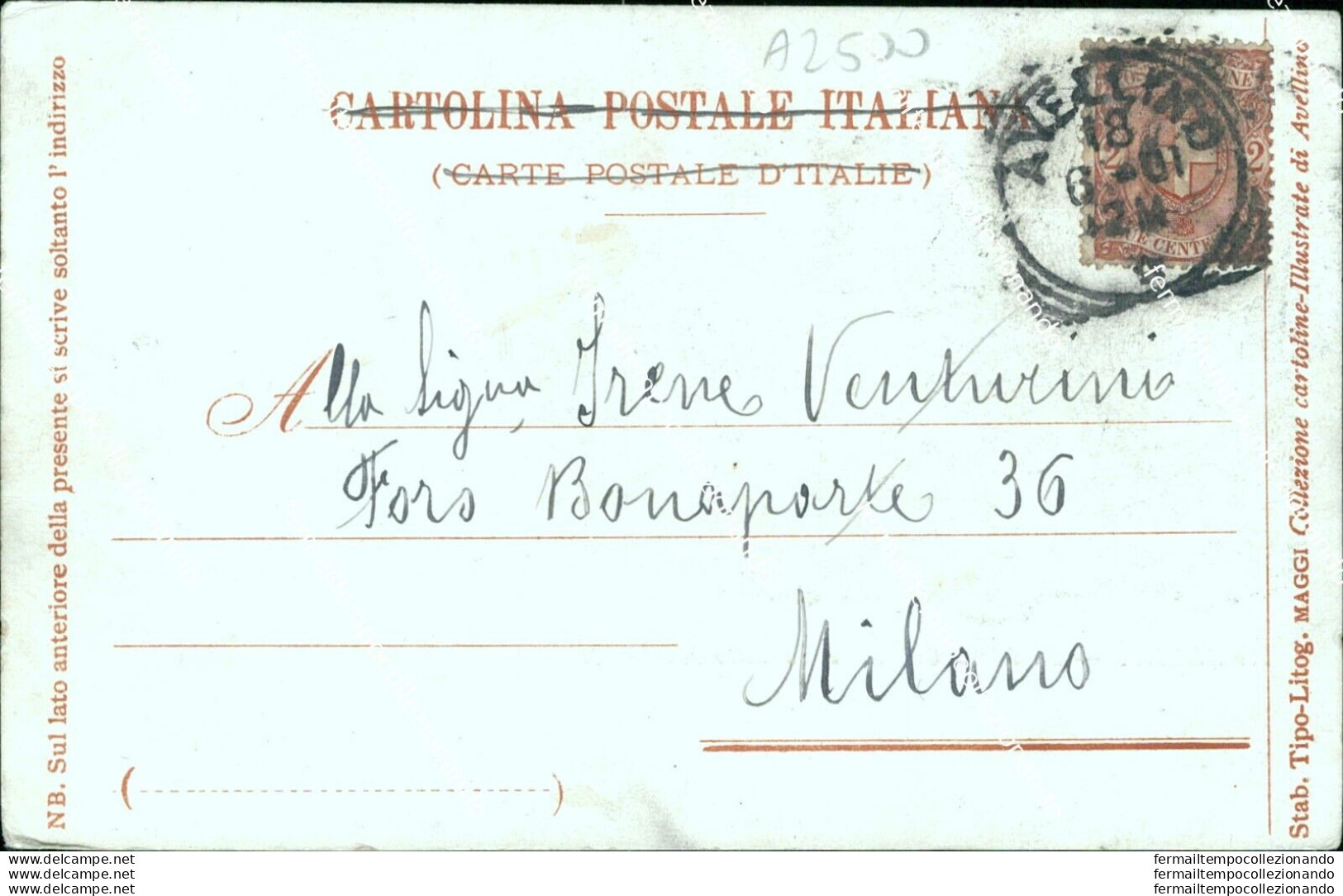 Az500 Cartolina Avellino Citta' R.liceo Colletta E Convitto Nazionale 1901 - Avellino