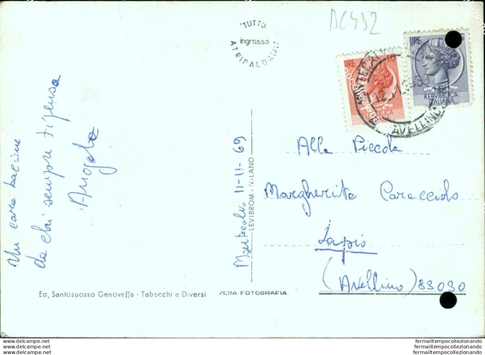 Bc432 Cartolina Saluti Da Montecalvo Irpino Fori D'archivio  Avellino - Avellino