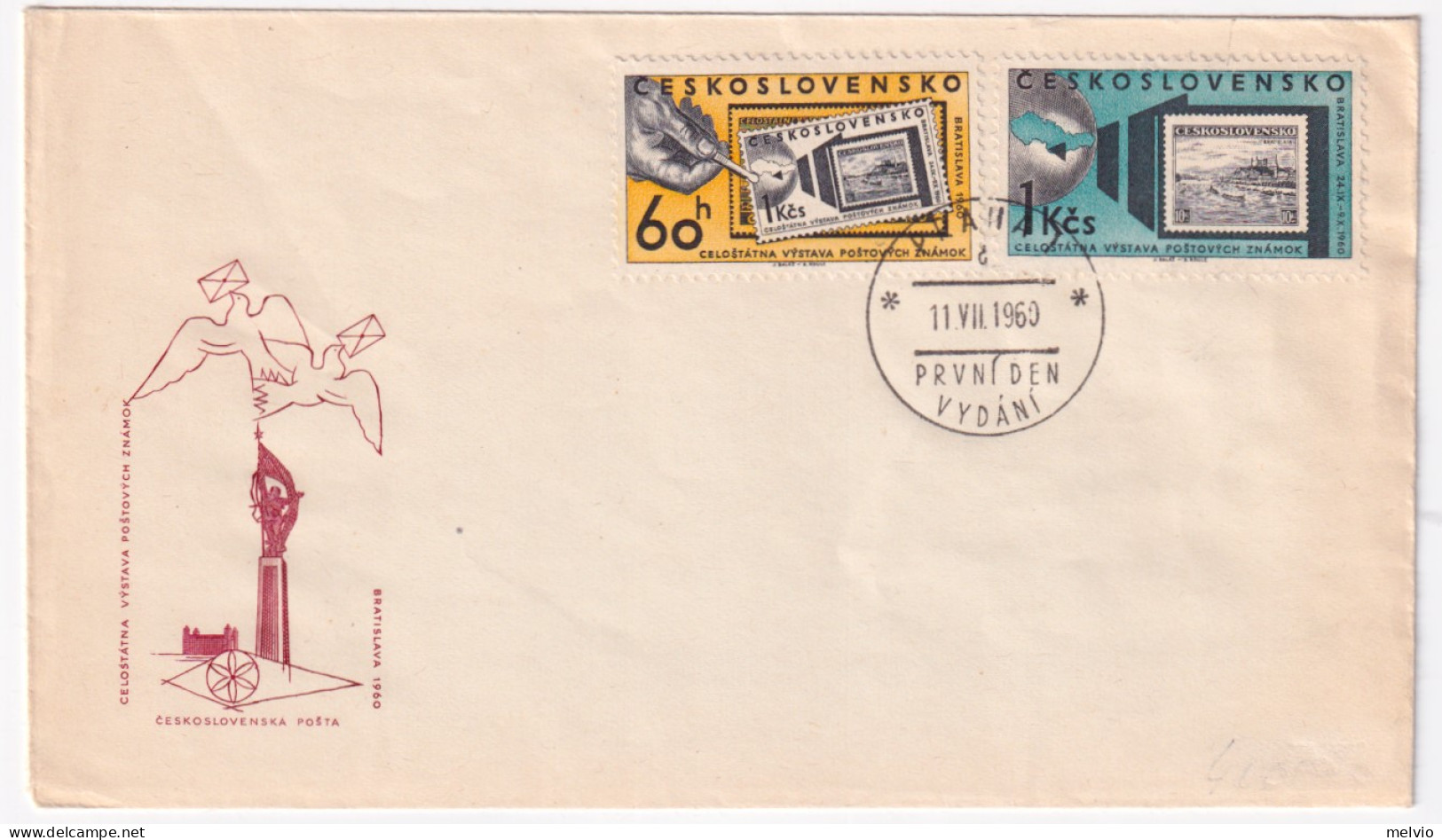 1960-CECOSLOVACCHIA Espos. Filatelica Bratislava Serie Cpl. (1092/3+PA 49/0) Su  - FDC